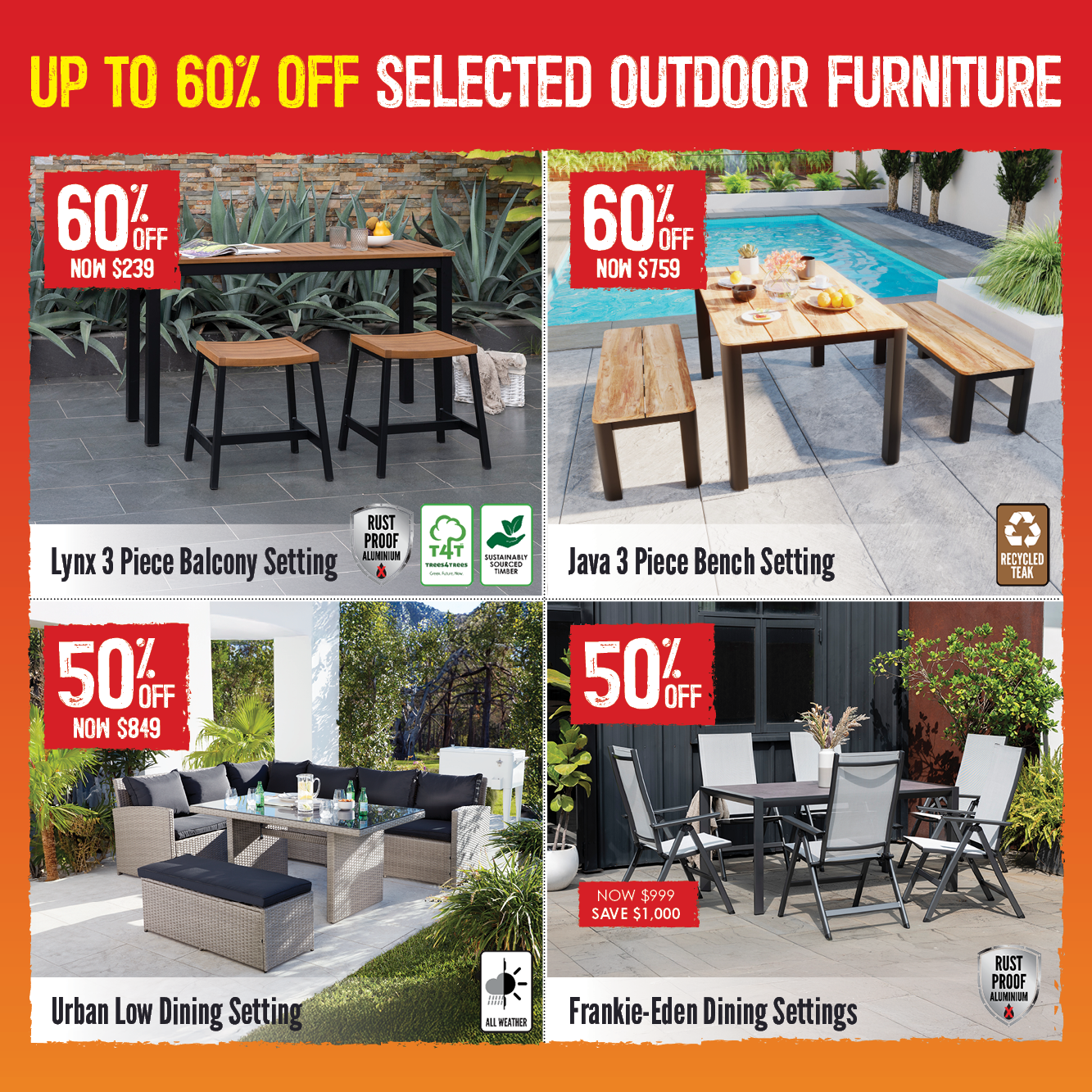 Up To 60% Off Selected Outdoor Furniture | Shop Now